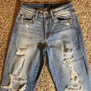 Judy Blue Paint Splatter Boyfriend Fit Jeans
